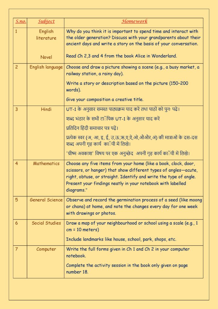 Holiday-Homework-Class-V