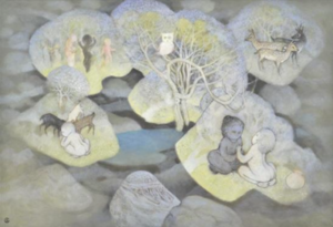 Satyen Ghoshal-Nature in Meditation 1988 oil and mixed media on canvas