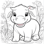 Free Hippo Colouring Page