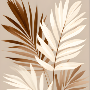 Nordic Wall Decor,Tropical Leaves Poster Prints, Wall Art, Brown & White Plant Art Print