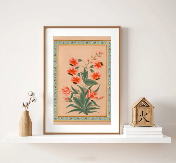 Indian Floral Art, Indian Vintage Art set of 6, Indian Vintage Wall Art, Indian Art, Mughal Art Set, Indian Living Room Gift, Indian Poster