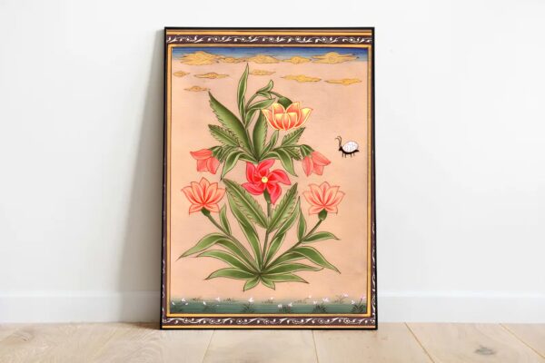 Indian Floral Art, Indian Vintage Art set of 6, Indian Vintage Wall Art, Indian Art, Mughal Art Set, Indian Living Room Gift, Indian Poster