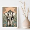 Indian Folk Art, Indian Pichawai Art set of 6, Indian Lotus, Elephant, Peacock Wall Art, Indian Art, Deer Art Print, Traditional Indian Art