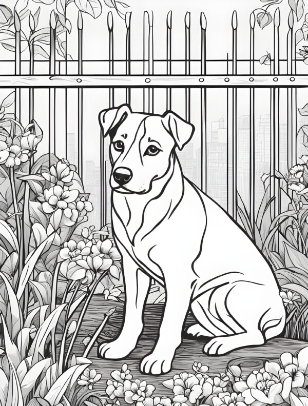 Dog coloring book page for kids