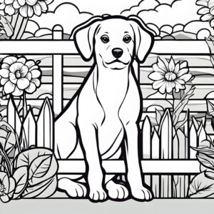 Dog coloring book page for kids
