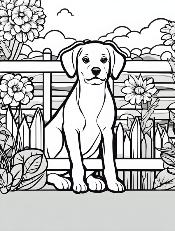 Dog coloring book page for kids