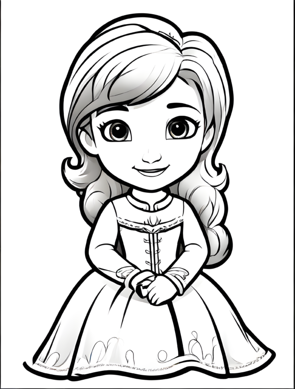 simple-coloring-pages-of-frozen-little-anna-in-castle-in-thick-black-outline-no-color