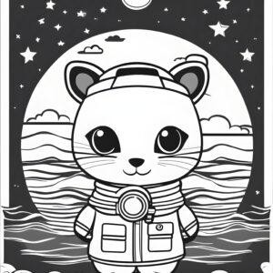 Astronaut coloring book page for kids