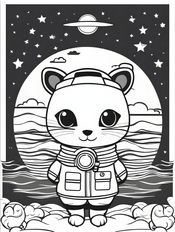 Astronaut coloring book page for kids