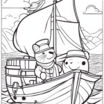 Cute-cartoon-animal-dressed-for-a-voyage-coloring-page-for-kids