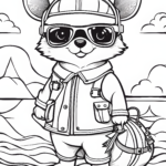 Cute-cartoon-animal-dressed-for-a-voyage-coloring-page-for-kids