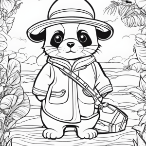 Cute-cartoon-animal-dressed-for-a-voyage-coloring-page-for-kids