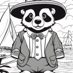 Cute-cartoon-animal-dressed-for-a-voyage-coloring-page-for-kids