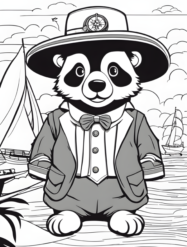 Cute-cartoon-animal-dressed-for-a-voyage-coloring-page-for-kids