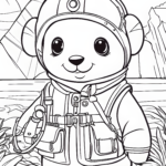 Cute-cartoon-animal-dressed-for-a-voyage-coloring-page-for-kids