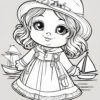 Cute cartoon girl coloring page