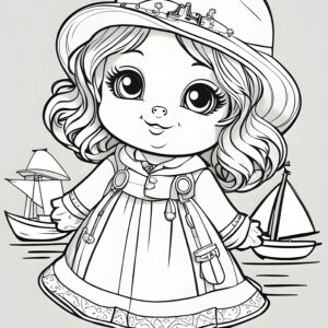 Cute cartoon girl coloring page