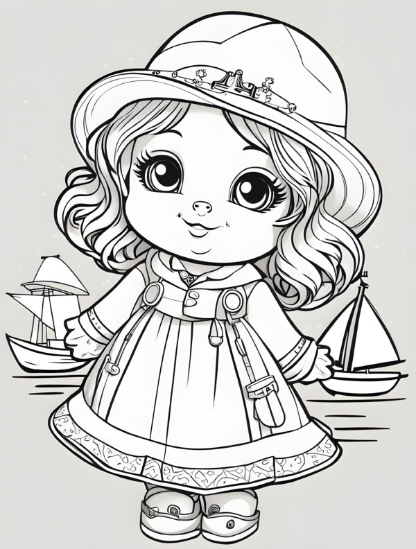 Cute cartoon girl coloring page