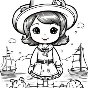 cute-cartoon-girl-dressed-for-a-voyage-coloring-page-for-kids