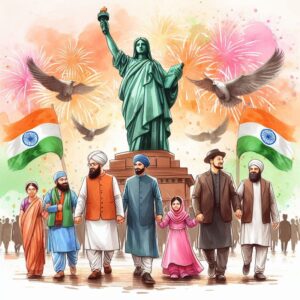 Independence Day India Poster royalty-free images,