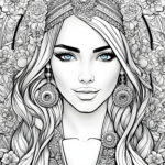 Beautiful Girl Colouring Page For Adults