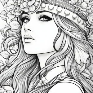 Beautiful Girl Colouring Page For Adults
