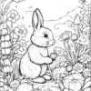 rabbit childrens-coloring-book-in-black-and-white-lines