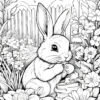 rabbit childrens-coloring-book-in-black-and-white-lines