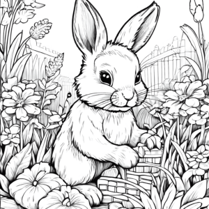 rabbit childrens-coloring-book-in-black-and-white-lines