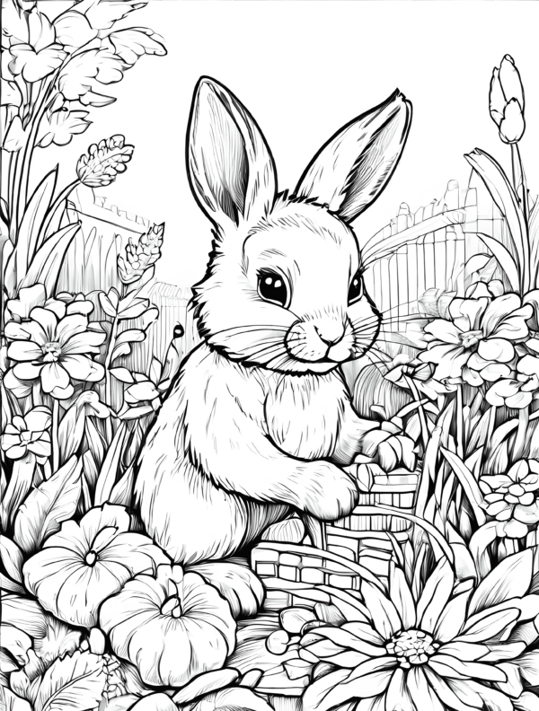 rabbit childrens-coloring-book-in-black-and-white-lines