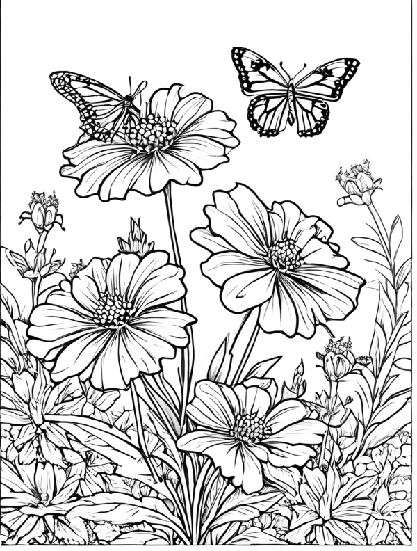 flowers Coloring book pages for kids