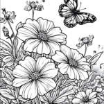 coloring-page-for-kidsphlox-with-butterflies-and-honeybees-cartoon-style-bold-lines-low-details