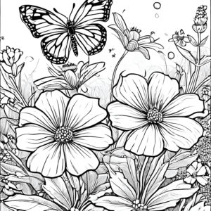 coloring-page-for-kidsphlox-with-butterflies-and-honeybees-cartoon-