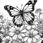 coloring-page-for-kidsphlox-with-butterflies-and-honeybees-cartoon