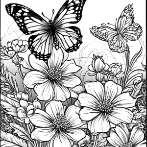 coloring-page-for-kidsphlox-with-butterflies-and-honeybees-cartoon