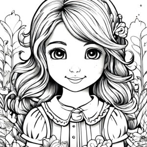 girl coloring page for kids