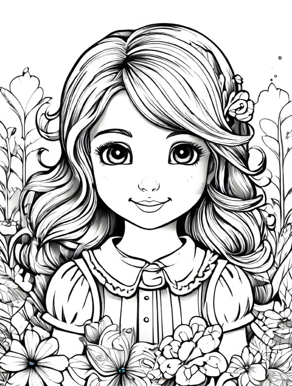 girl coloring page for kids