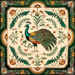 Mughal Miniature Pattern With Wide Border & peacock in The Middle | Islamic Art