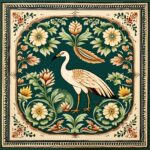 Mughal Miniature Pattern With Wide Border & peacock in The Middle | Islamic Art