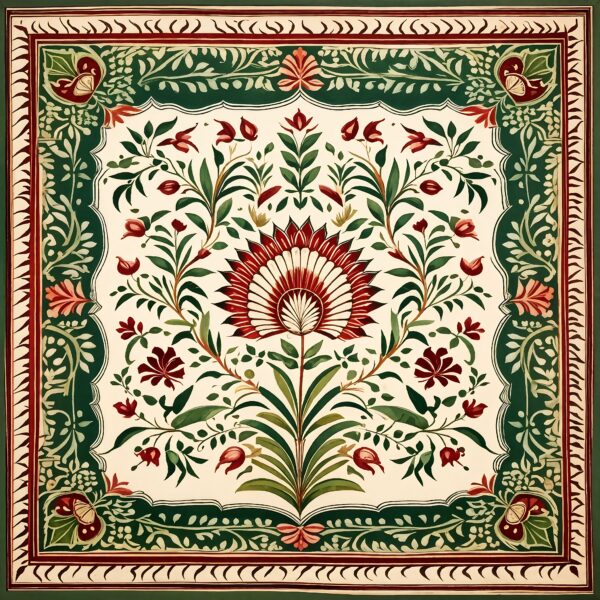 Mughal Miniature Pattern With Wide Border Islamic Art