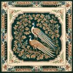 Mughal Miniature Pattern With Wide Border & peacock in The Middle | Islamic Art