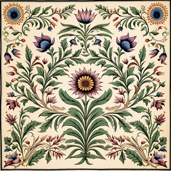 Mughal Miniature Pattern With Wide Border Islamic Art