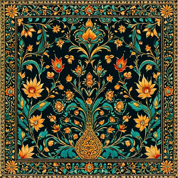 Mughal Miniature Pattern With Wide Border Islamic Art