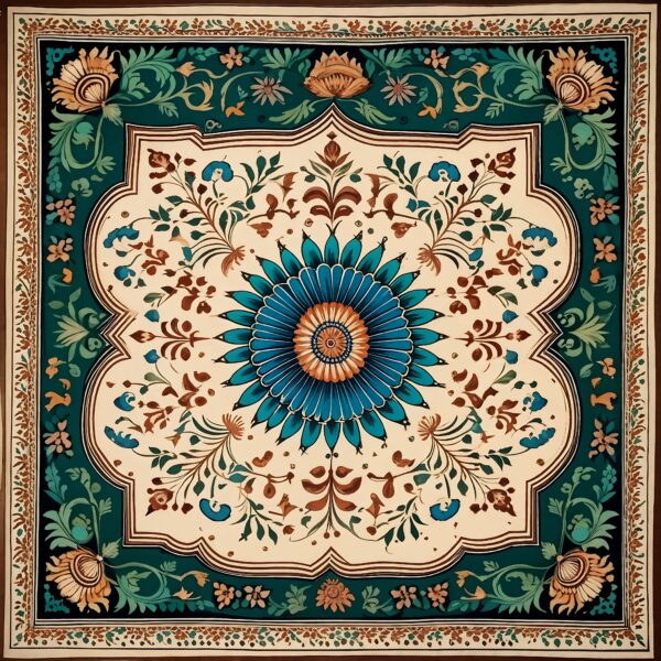 Mughal Miniature Pattern With Wide Border Islamic Art