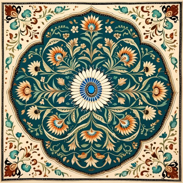 Mughal Miniature Pattern With Wide Border Islamic Art