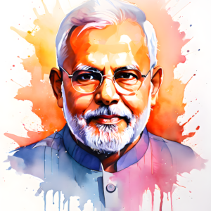 Narendra Modi Water Color Portrait Image