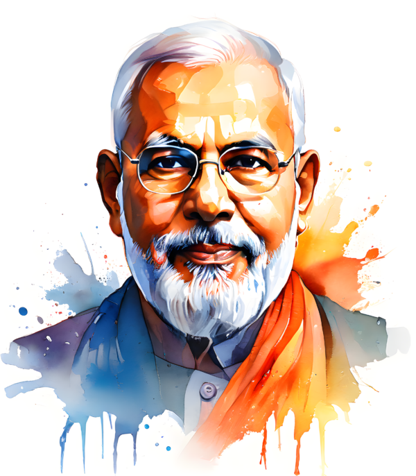 Narendra Modi Water Color Portrait Image