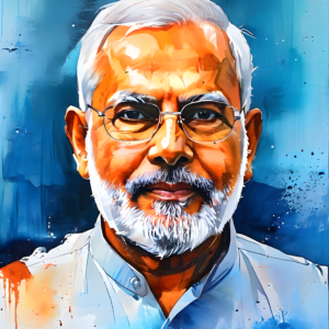 Narendra Modi Water Color Portrait Image