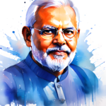 Narendra Modi Water Color Portrait Image