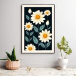 Floral design card Simple geometric flowers poster Natural leaves pattern with simple colors